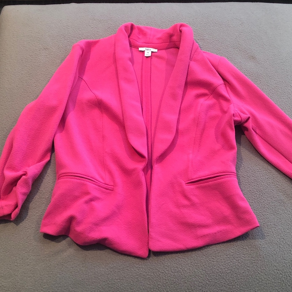 Bar III (3) Lightweight Hot Pink Spring Blazer Petite/Medium w Ruched Sleeves
